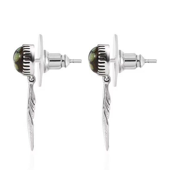 Blue Moon Turquoise Eagle Feather Sterling Silver Earrings NWT - Picture 6 of 8